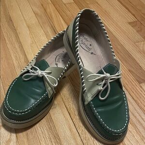 Rocket originals green and white loafers